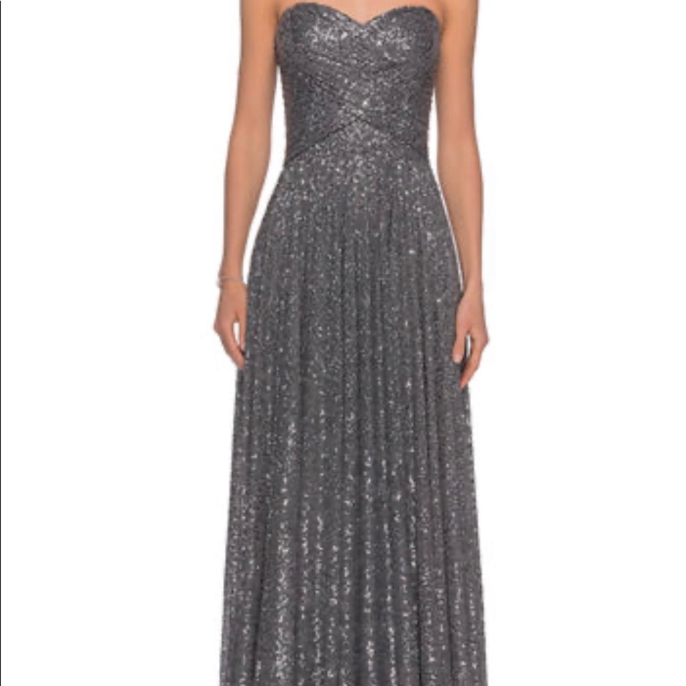 La Femme Long Sequined Dress